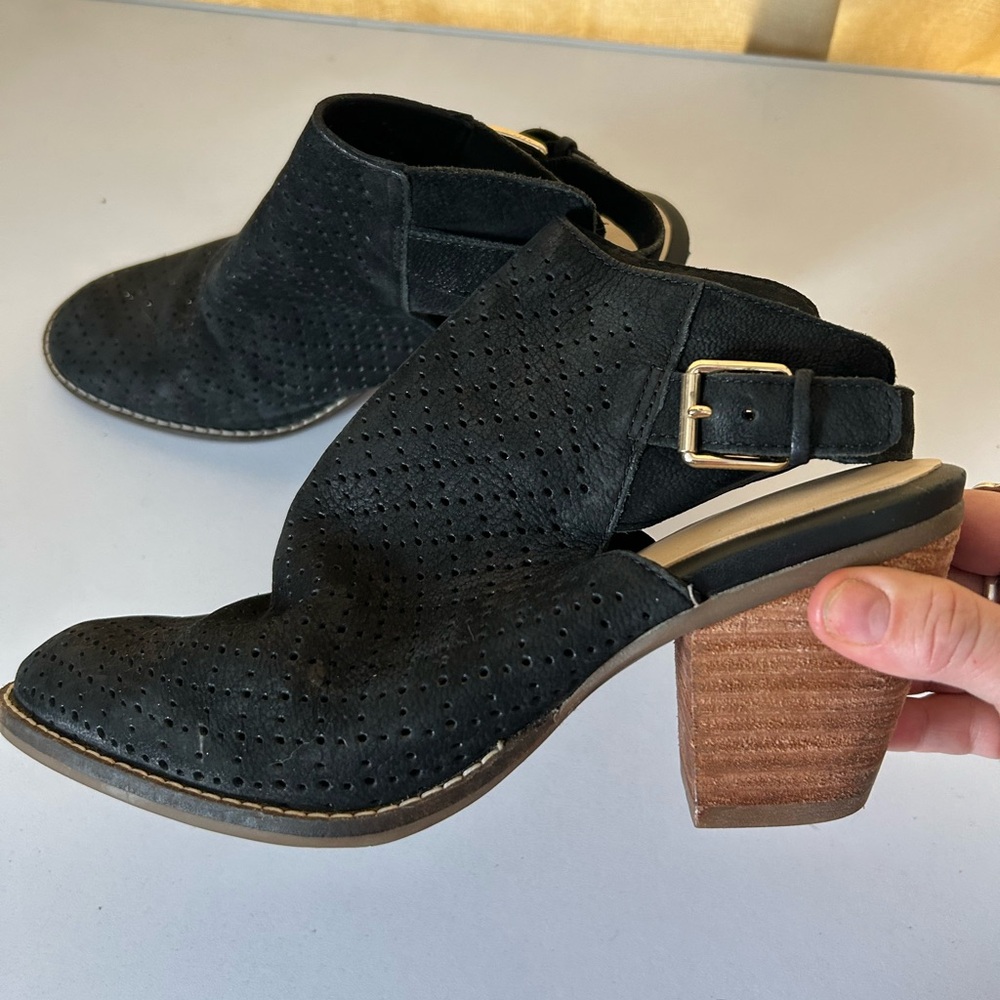 Black Ankle Boots with Wooden Heel - Picture 2 of 7